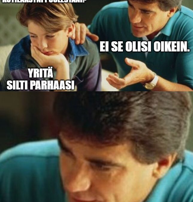 Poika opetti isäänsä